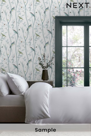 Blue Next Chinoiserie Bird Wallpaper Sample Wallpaper (U58414) | £1