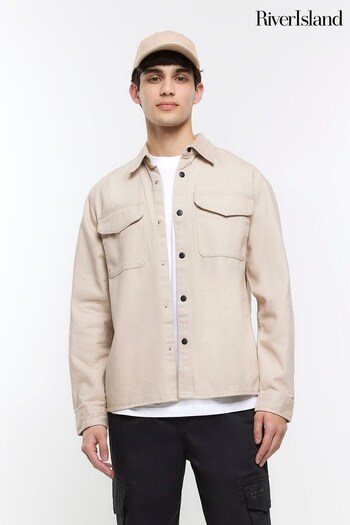 River Island Stone Double Pocket Shacket (U58449) | £43