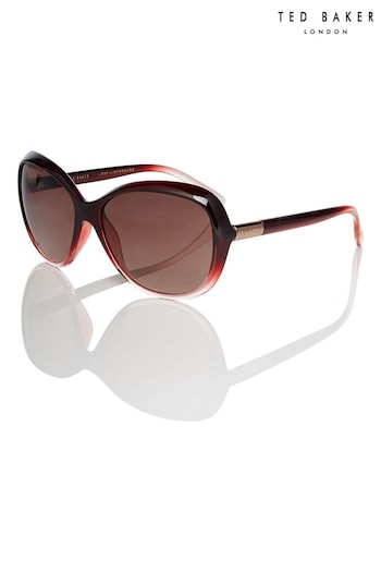 Ted Baker Gradient Wine Red Oversized Graduated Fashion Frame logo Sunglasses (U58722) | £70