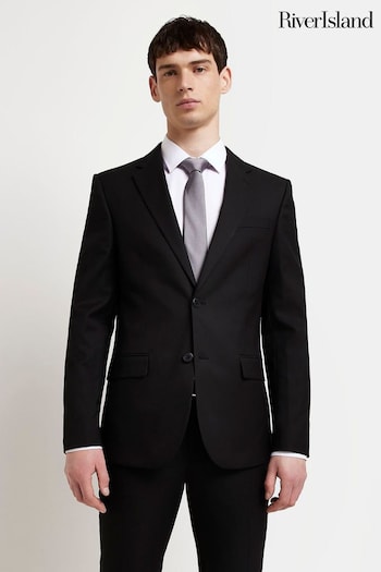 River Island Dark black Skinny Twill Suit Jacket (U59171) | £65