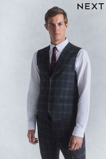 Navy Flannel Check Suit Waistcoat (U59715) | £50