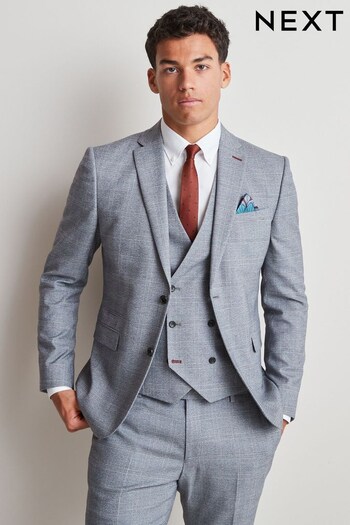 Grey Skinny Fit Flannel Suit Jacket (U59725) | £99