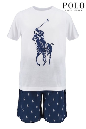 Polo Ralph Lauren Navy Blue Short Sleeved Pyjamas Set (U5N660) | £45