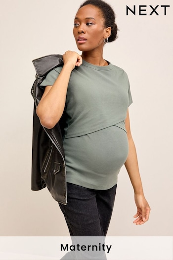 Khaki Green Maternity Nursing T-Shirt (U60357) | £26