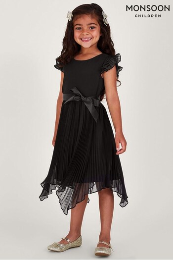 Monsoon Rubina Pleat Black Dress (U60437) | £40 - £44