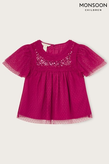 Monsoon Pink Party Sequin Embellished Top (U60453) | £20 - £24