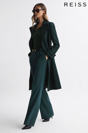 Reiss Green Tor Relaxed Wool Single Breasted Belted Coat (U60466) | £378