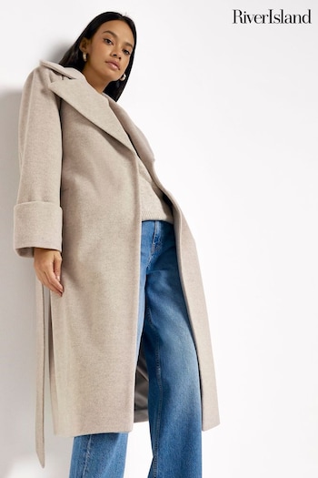 River Island Beige Belted Robe Coat (U60655) | £97