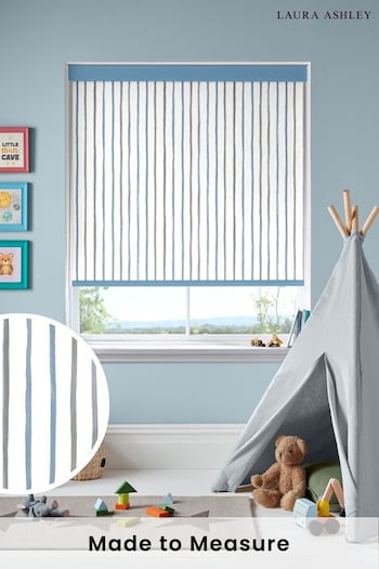 Laura Ashley Pale Steel Grey Painterly Stripe Made To Measure Roller Blind (U61051) | £58