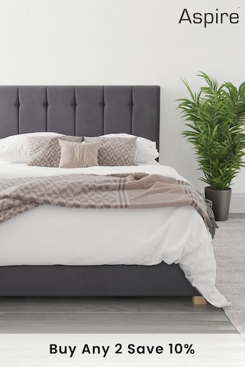 Aspire Furniture Steel Grey Hepburn Velvet Ottoman Bed (U61146) | £425 - £675