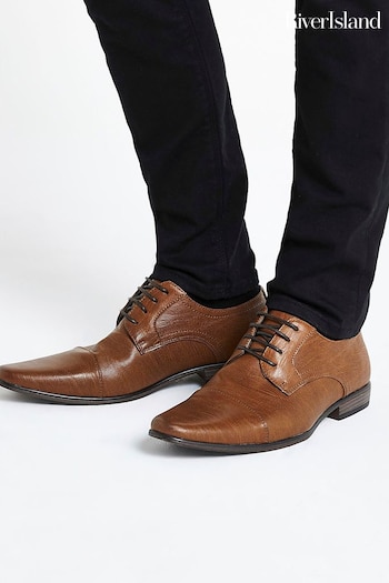 River Island Formal Point Derby Brown Shoes (U61255) | £37
