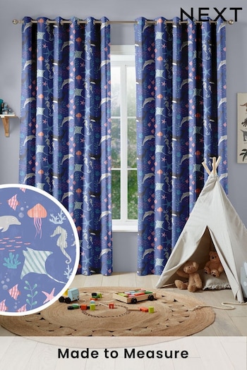 Ocean Blue Kids Sea Life Made To Measure Curtains (U61346) | £82