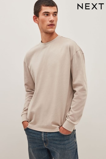 Stone Nautral Long Sleeve Heavyweight T-Shirt (U61747) | £18
