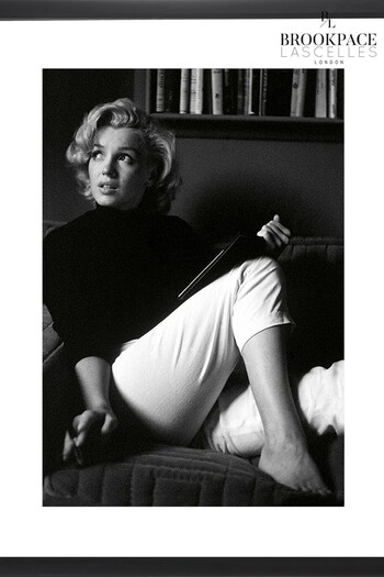 Brookpace Lascelles Black Black And White 'Marilyn Monroe Book' Photographic Print In Glass Black Frame (U61929) | £160