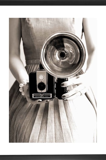 Brookpace Lascelles Black Black And White 'Camera Girl' Photographic Print In Glass Black Frame (U61931) | £160
