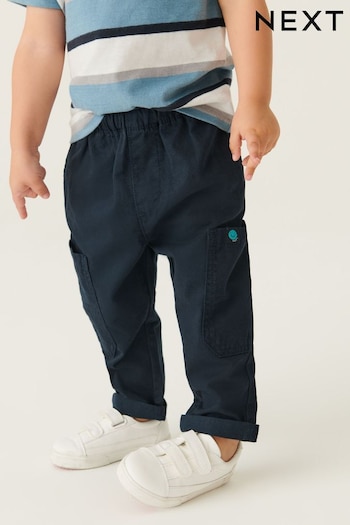 Navy Blue Side Pocket Pull-On sheer-panel Trousers (3mths-7yrs) (U61958) | £8.50 - £10.50