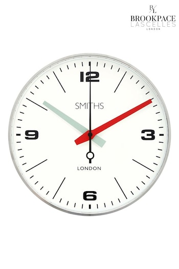 Brookpace Lascelles White Chrome Metal Cased Smiths Wall Clock (U61962) | £52