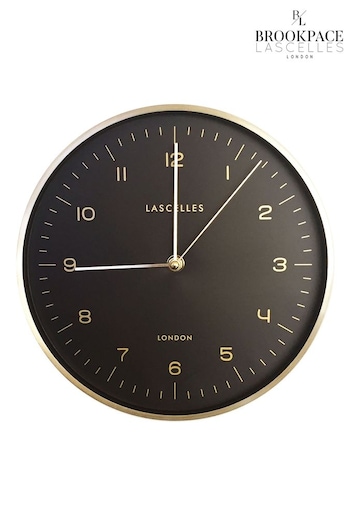 Brookpace Lascelles Black Metal Cased Wall Clock with Black Dial (U61963) | £35