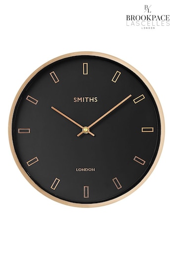 Brookpace Lascelles Black Rose Gold Metal Cased Wall Clock with Black Dial (U61966) | £40