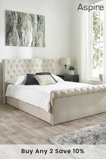 Aspire Furniture Oyster Linen-look Chesterfield Storage Ottoman Bed (U61974) | £355 - £625