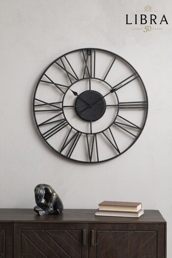 Libra Black Outdoor Skeletal Wall Clock In Antique Black (U62012) | £100