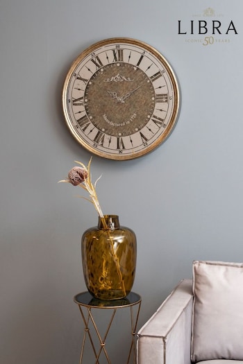 Libra Gold Vienna Antique Round Mirrored Wall Clock (U62014) | £130