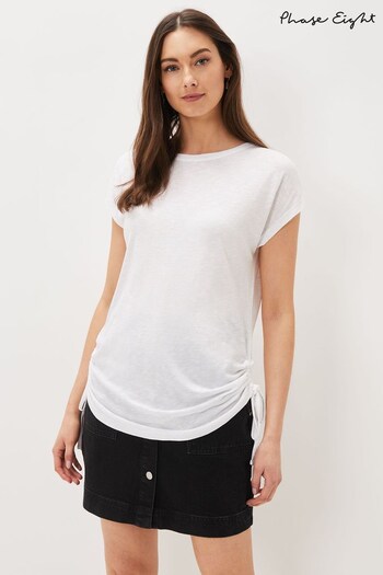 Phase Eight Jinny White Ruched Side Top (U62140) | £35