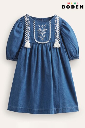 Boden Blue Embroidered Woven Dress (U62242) | £32 - £37