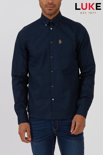 Luke 1977 Blue Oxford Shirt Dark Navy (U62445) | £60