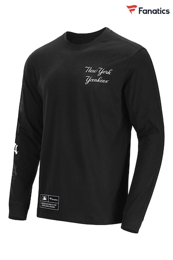 Fanatics Black New York Yankees Thomed Mono Long Sleeves T-Shirt (U62601) | £32