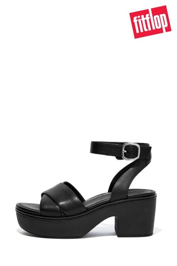 FitFlop Black Pilar Leather Platform Sandals (U62615) | £120