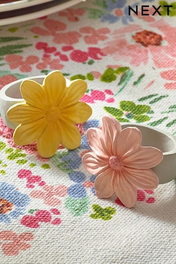 Set of 2 Pink Flower Napkin Rings (U62979) | £9