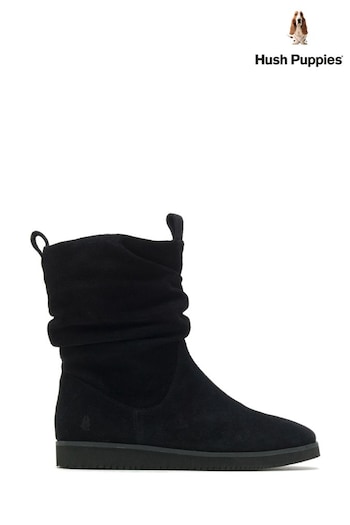 Hush Puppies Chow Chow Ruched Black Boots (U63546) | £105