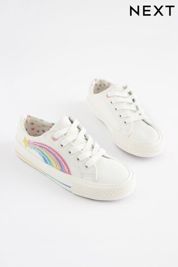 White Rainbow Embellished Standard Fit (F) Lace-Up Trainers (U63775) | £24 - £31