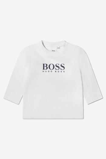 BOSS White Baby Long Sleeve Boys Logo T-Shirt (U64286) | £19.50 - £22