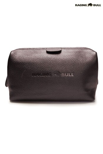 Raging Bull Brown Leather Wash Bag (U64304) | £40