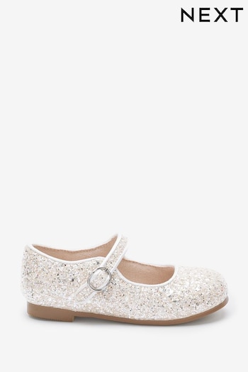 White Glitter Standard Fit (F) Mary Jane Shoes 2-28738-28 (U64360) | £19 - £21