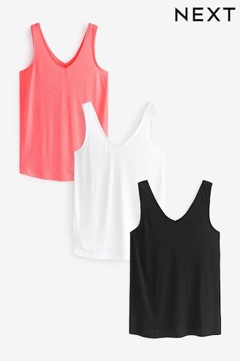 Black/White/Pink Sleeveless Slouch Vests 3 Pack (U64406) | £22.50