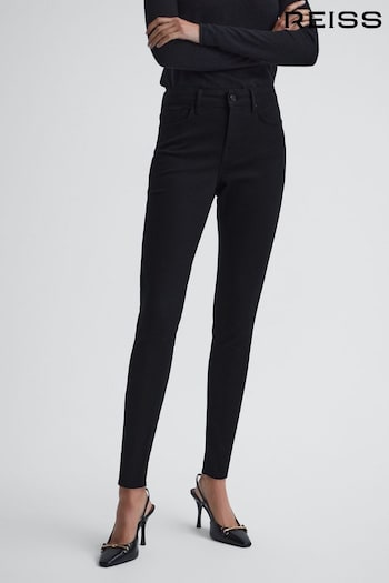 Reiss Black Lux Mid Rise Skinny Jeans logo-trim (U65565) | £95