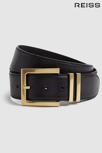Reiss Black Brompton Leather Belt (U65658) | £88