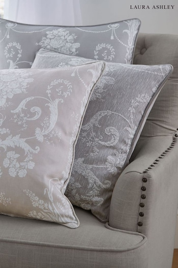 Laura Ashley Steel Grey Josette Woven Velvet Cushion (U65679) | £55