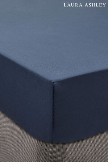 Laura Ashley Midnight Blue 200 Thread Count Cotton Fitted Sheet (U65938) | £25 - £35