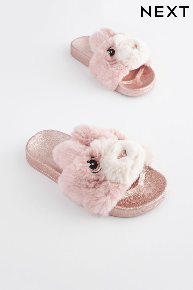 Fluffy sliders cheap for girls