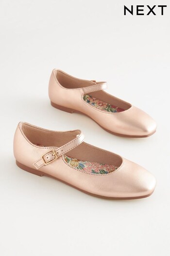 Rose Gold Metallic Square Toe Mary Jane Shoes some (U66120) | £24 - £31