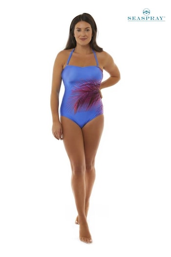 Seaspray Pink Florence Palm Bandeau Tummy Control Swimsuit (U66208) | £80