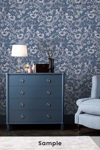 Laura Ashley Midnight Blue Summerhill Wallpaper Sample Wallpaper (U66216) | £1