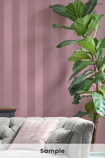 Laura Ashley Purple Lille Pearlescent Stripe Wallpaper Sample Wallpaper (U66220) | £1