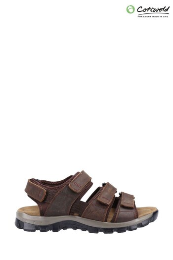 Cotswold Brown Brize Leather Walking Nero Sandals (U66265) | £48