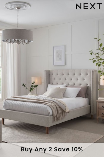 Wool Blend Stone Grayson Upholstered Bed Frame (U66407) | £650 - £850