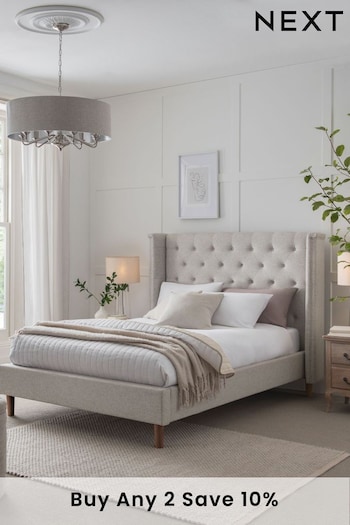 Wool Blend Natural Stone Grayson Upholstered Bed Frame (U66407) | £650 - £850